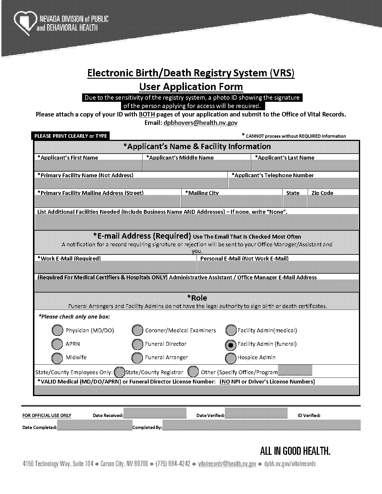 nevada state department of health vital records